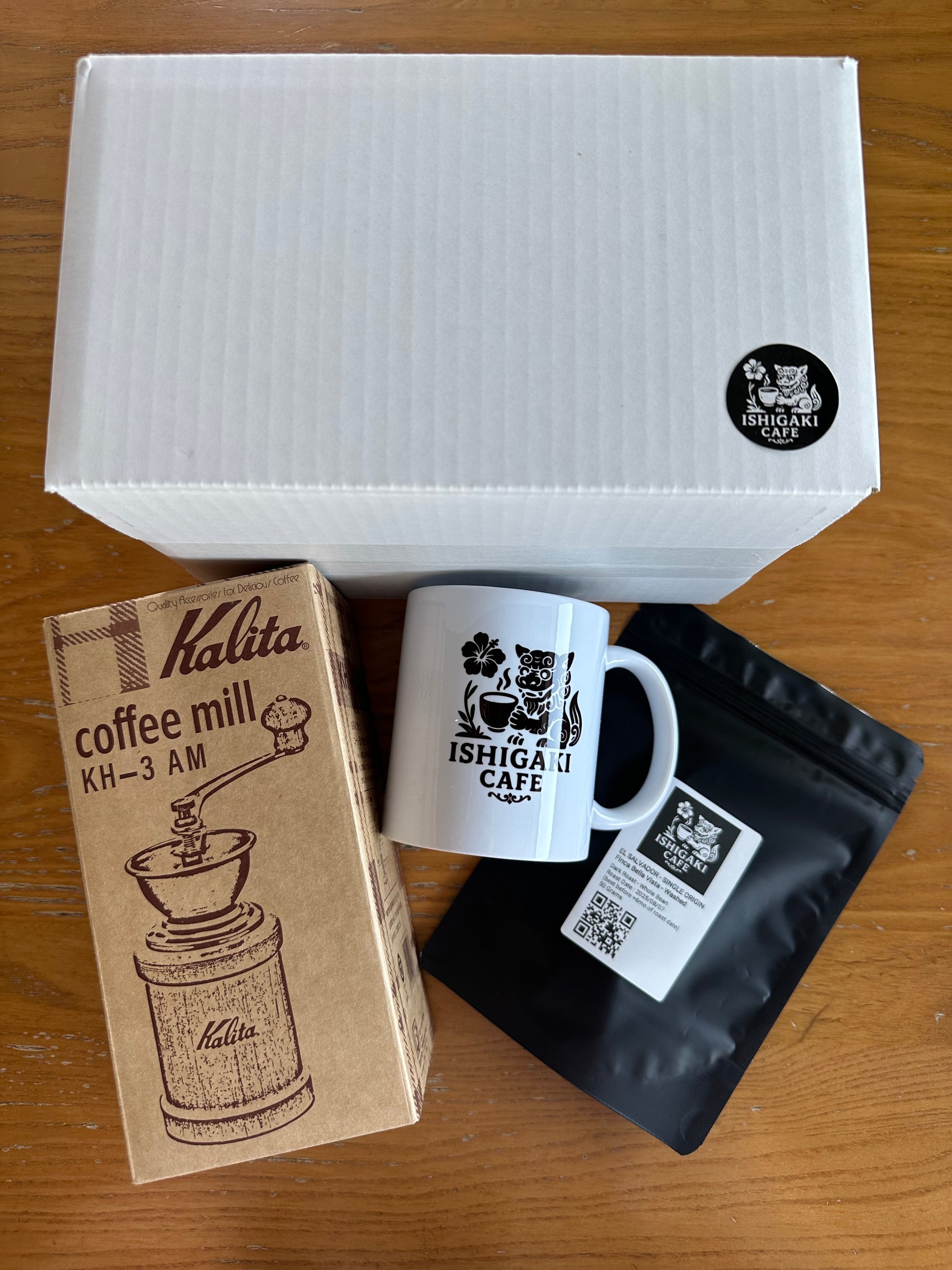 Starter Gift Box – Grinder, Ishigaki Cafe Original Mug & Coffee Set